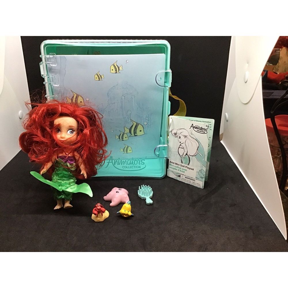 Disney Store Animators Collection Ariel Mini Doll Playset 5" Incomplete.